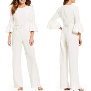 Marina Bell Sleeve Jumpsuit in White, Size 6
